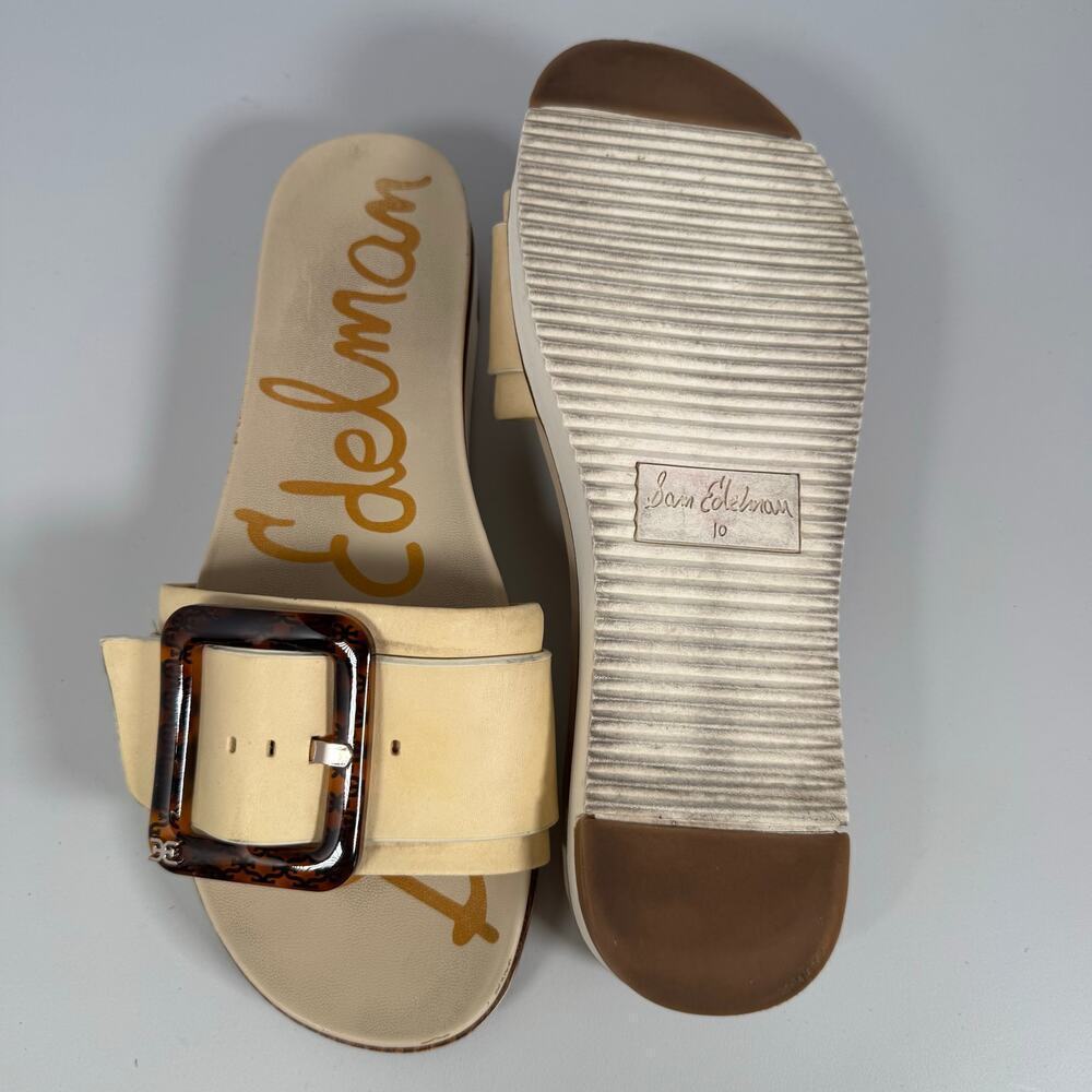 Sam Edelman Ariane Slide Platform Sandal Ivory Beige Tan Leather Women Size 10 - Picture 9 of 11